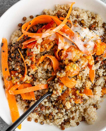 High-Protein Roasted Lentils & Quinoa Bowl
