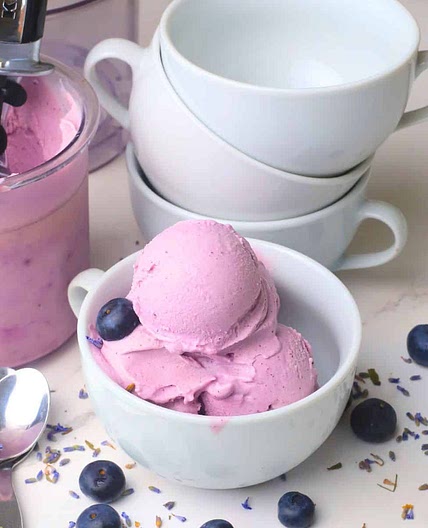 Sugar Free Blueberry Lavender Ice Cream Recipe (Vegan, Dairy-Free, Ninja Creami)