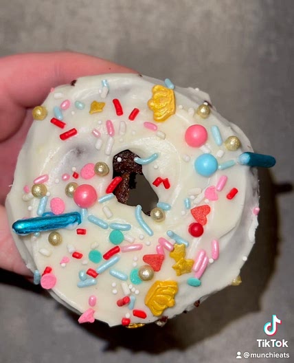 Devils Food Cake Donuts with Raspberry Cream Cheese Frosting
