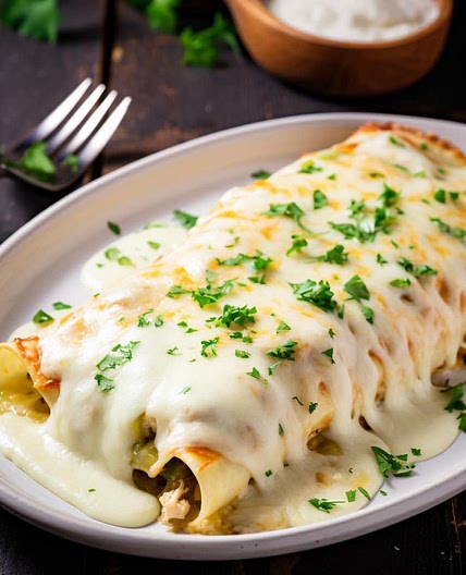 Creamy White Chicken Enchiladas