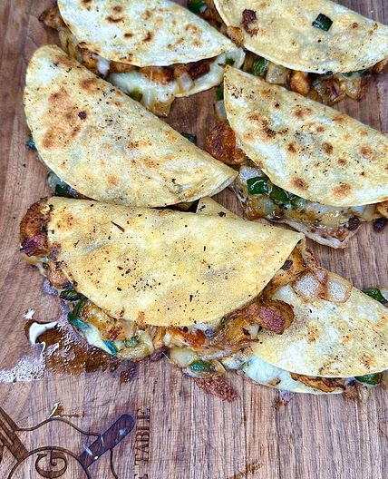 Crispy chicken and poblano tacos