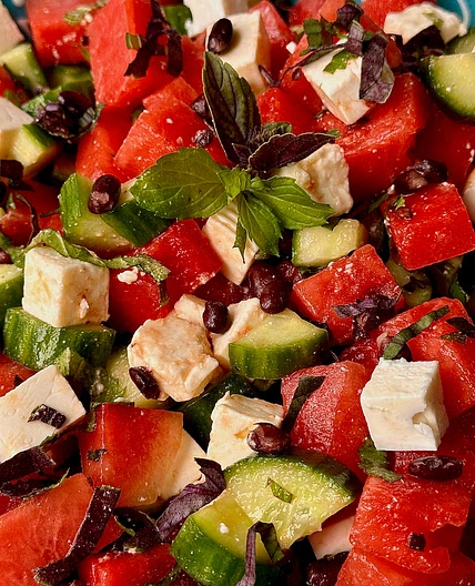 Tangy Watermelon Feta and Bean Salad 