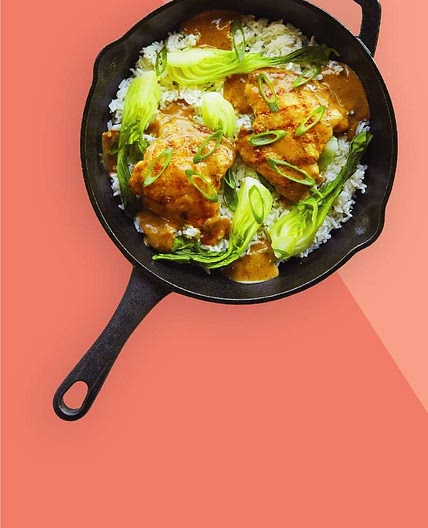 Adobo Chicken Thighs With Jasmine Rice and Bok Choy