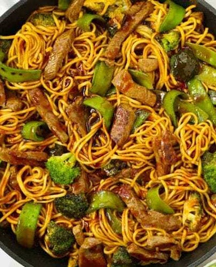 Steak and noodles