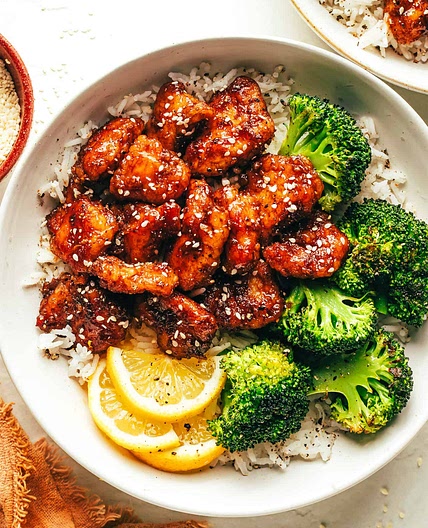 Honey lemon chicken with veggies
