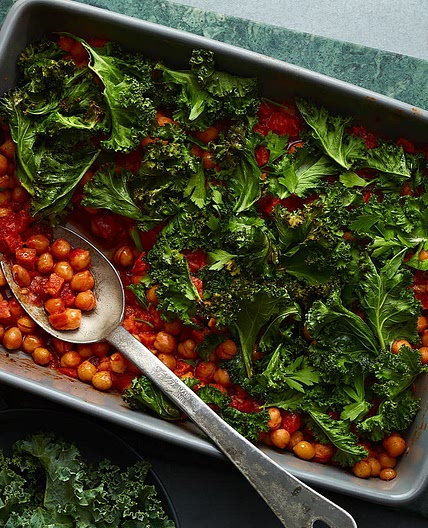 Kale, chorizo and chickpea bake recipe