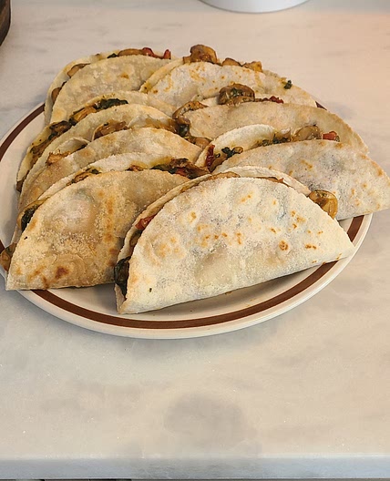 Chicken mushroom cheese spinach quesadillas