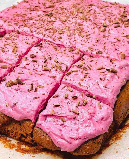 Brownies Topped with Pink Berry Cream