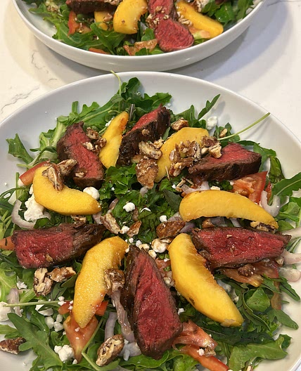 Peach steak salad