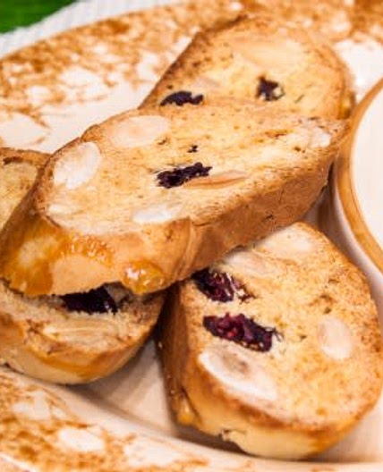 Biscotti with almonds and dried cherries