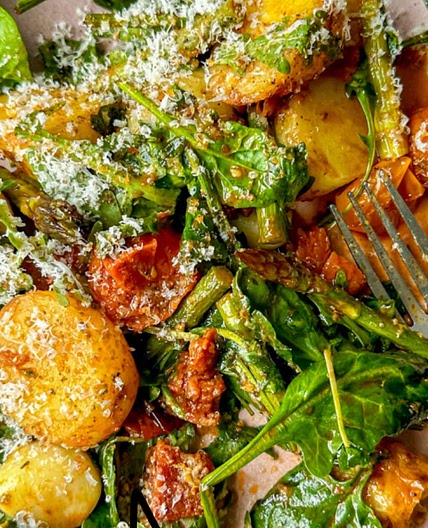 Roast asparagus and chorizo salad 