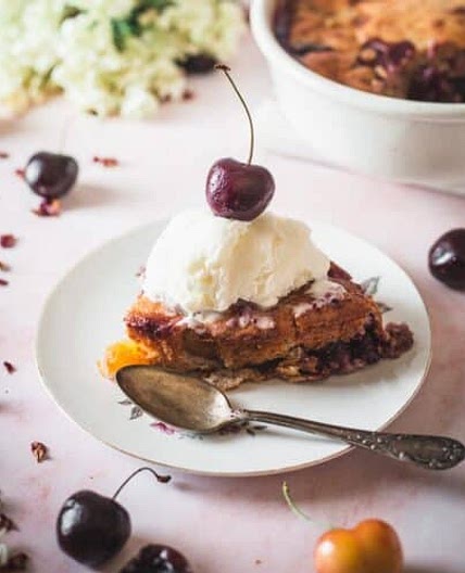 Gluten Free Cherry Cobbler (Dairy Free Option)