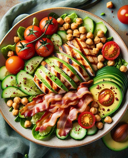Salade poulet avocat bacon