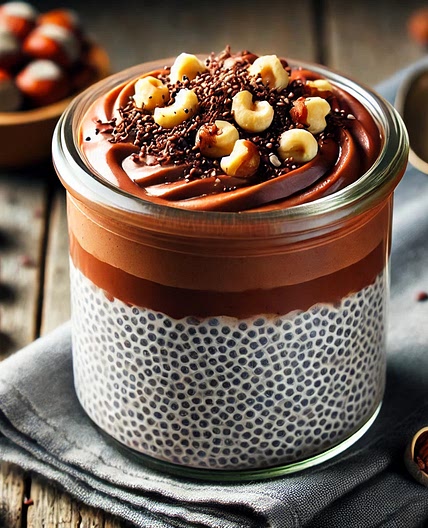 Chia pudding chocolat noisette