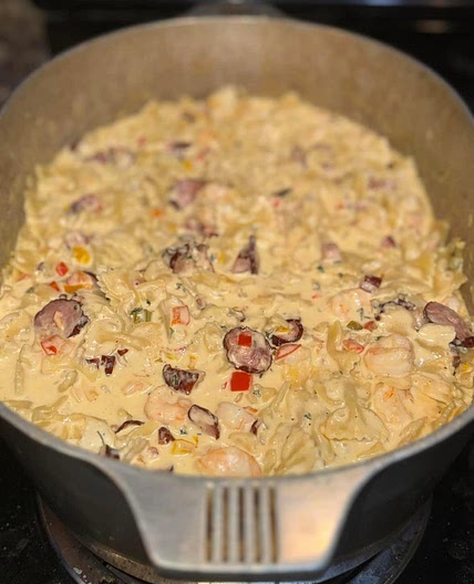 Creamy Shrimp, Tasso and Andouille Pasta