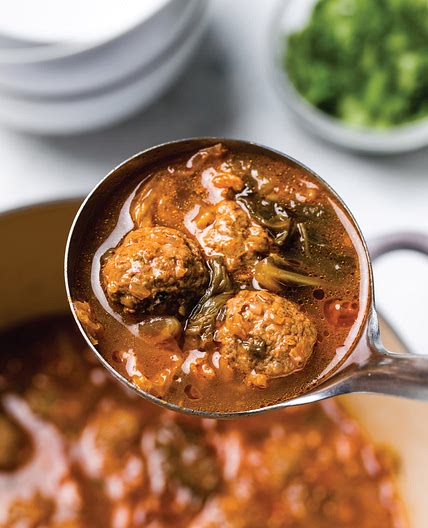 Kimchi Beef Meatball Soup