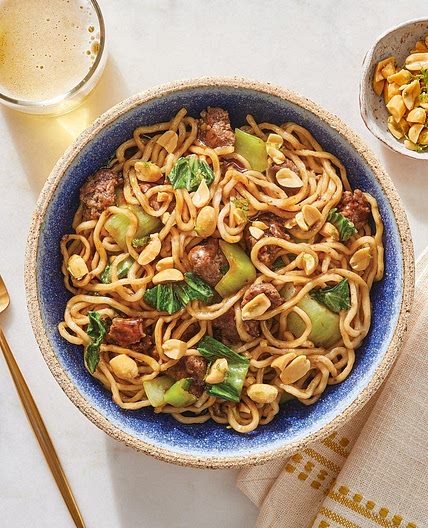 Ginger Beef Noodles with Bok Choy & Lime Peanuts