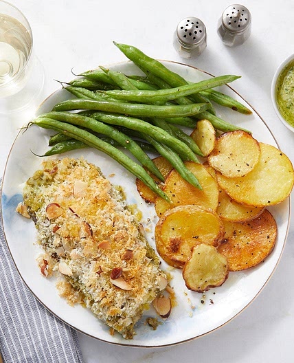 Sheet Pan Lemon-Pesto Cod with Roasted Potatoes & Green Beans
