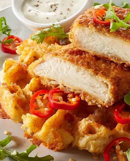 ZESTY CHICKEN AND POTATO TOTS WAFFLE