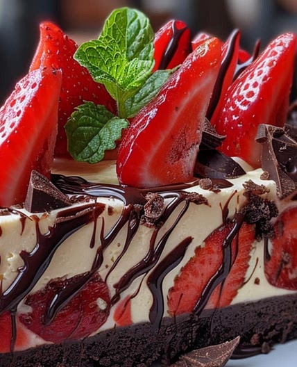 🍫🍓 Chocolate Strawberry Swirl Cheesecake 🍓🍫