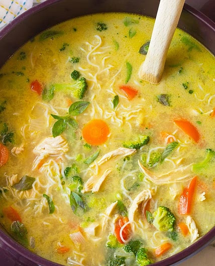 Low Carb Green Curry Chicken Noodle Soup