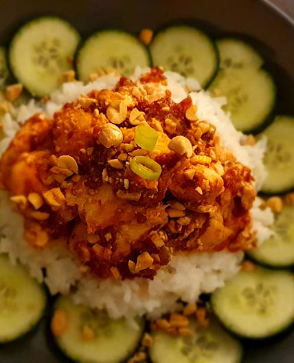 Samabal Chicken with Coconut Rice