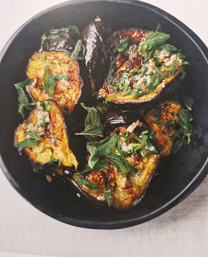 Roasted aubergine with anchovies and oregano - page 64