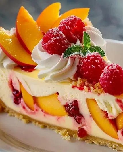 Peach and Raspberry Cheesecake