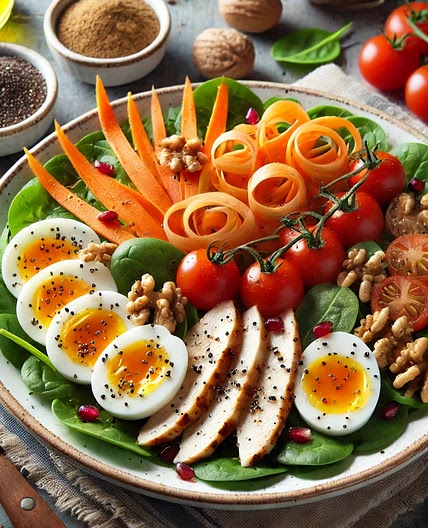 Salade Poulet oeuf tomates