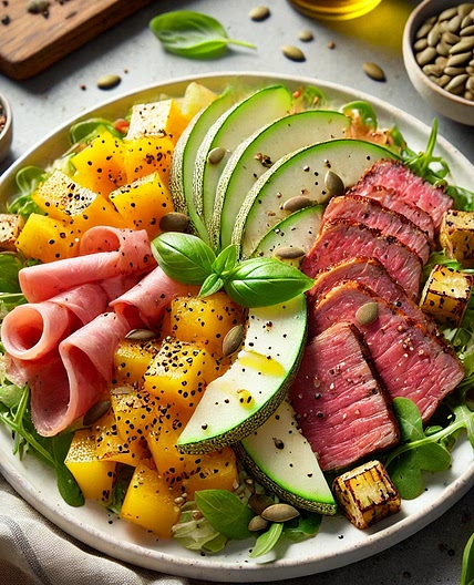 Salade melon porc