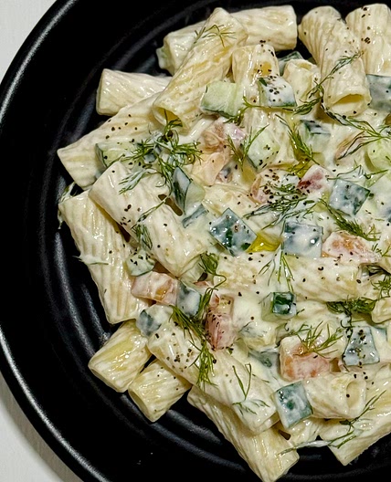 Tortiglioni in Greek Tzatziki