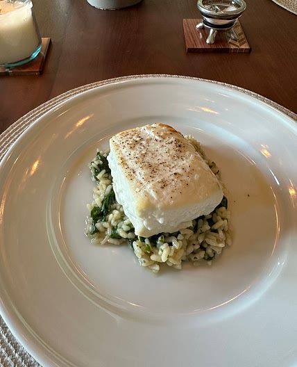 Grilled snapper on lemon and spinach risotto