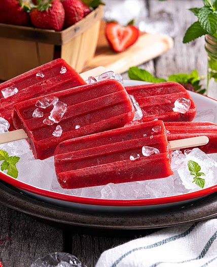 Strawberry Mint or Strawberry Basil Popsicles