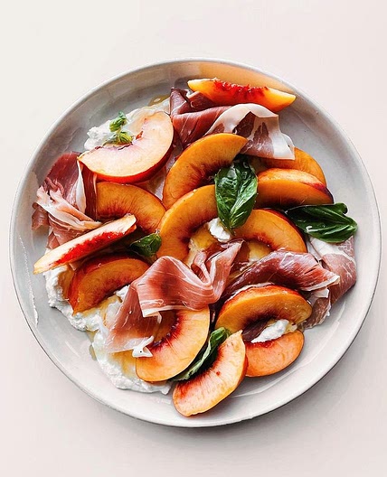 Just fresh ricotta, sliced peaches or nectarines, prosciutto, ex