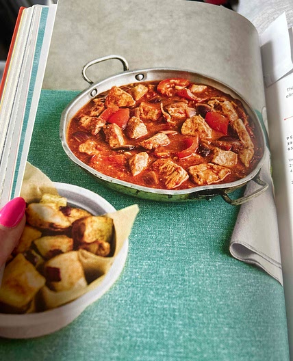 Chicken Dopiaza and cumin roast potatoes