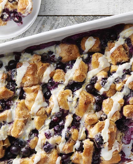 Blueberry-Lemon Cinnamon Roll Breakfast Bake