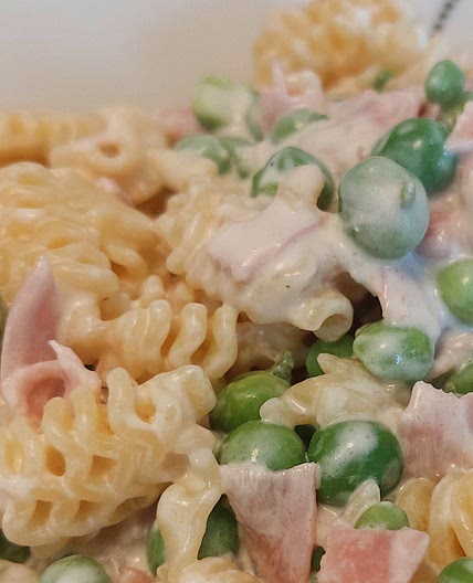 Pasta - Heavy cream, ham, and peas