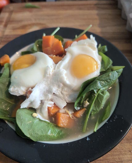 Farm Eggs Poached in Bone Broth