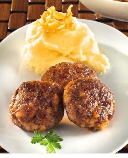 Fleischkrapfeln mit Püree