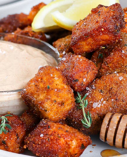 (Air Fryer) Crispy Hot Honey Salmon Bites