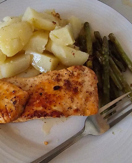 Salmon, asparagus, and potato