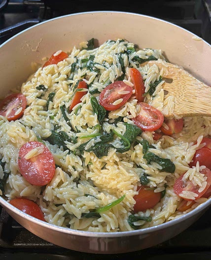 Creamy Orzo with Spinach