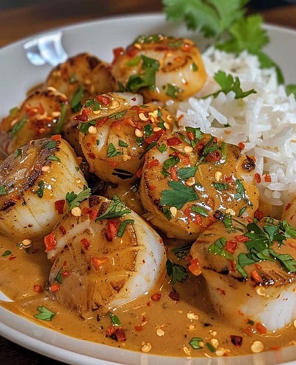 Spicy Coconut Curry Scallops 