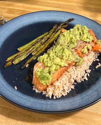 Grilled Salmon with avocado spread