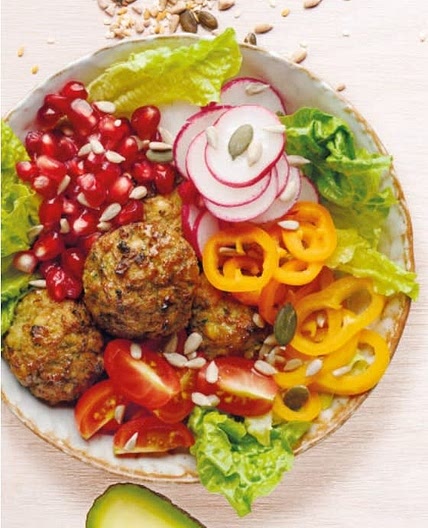 Mediterranean Falafel, Pomegranate and Radish Buddha Bowl