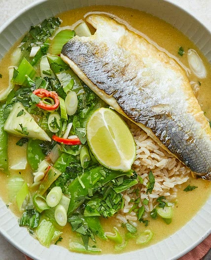 Sea Bass with Coconut, Lemongrass & Lime Broth
