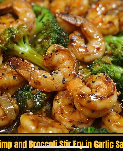 Prawn and broccoli stir fry in garlic sauce