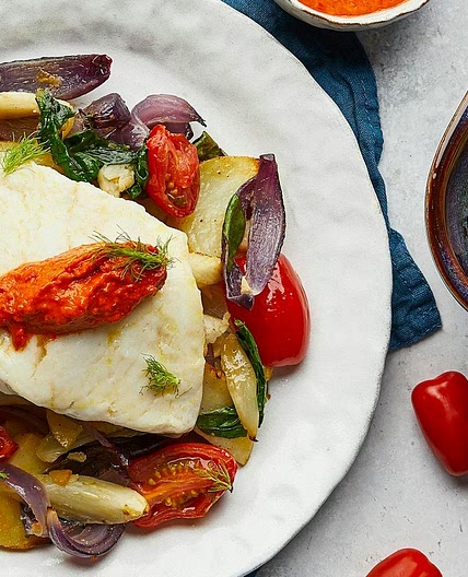 Mediterranean Hake Traybake with Fennel & Tapenade