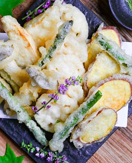 Eggless Vegetable Tempura (Shojin Age with Matcha Salt)