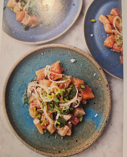 Trout tartare with burnt butter and pistachios - page 243